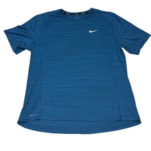 Nike Shirt Men's Large L Blue Running Dri-Fit Short Sleeve Athletic Training Tee